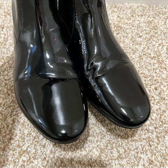 Tory Burch Womens Gigi Patent Stretch Ankle Boot Black and Gold Size 8.5 - Picture 6 of 15